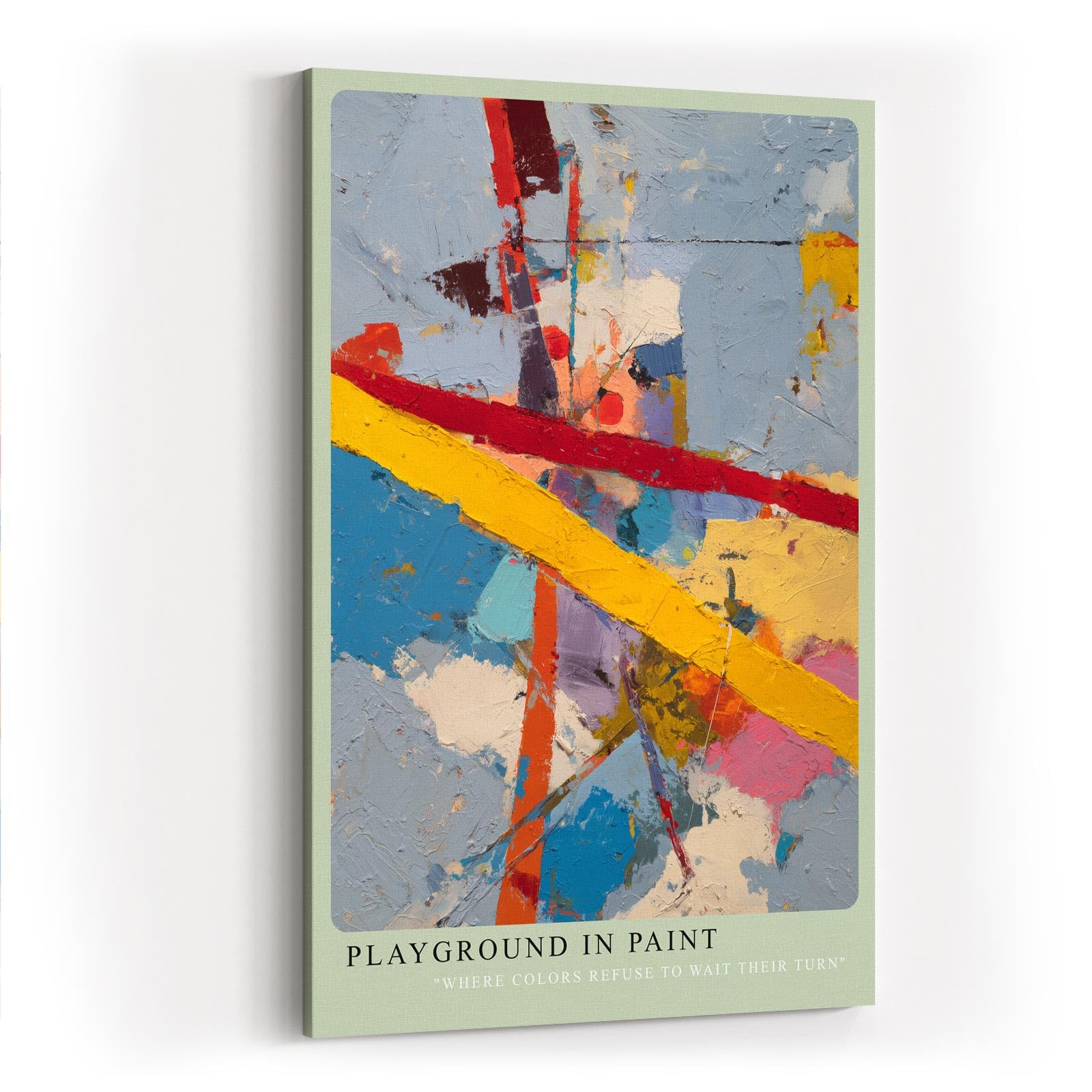 Paul Sinus Wandbild in 40x60cm Playground in Paint Abstraktes Farbspiel mit diagonalen Linien und vielfältigen Farbflächen in pastoser Struktur