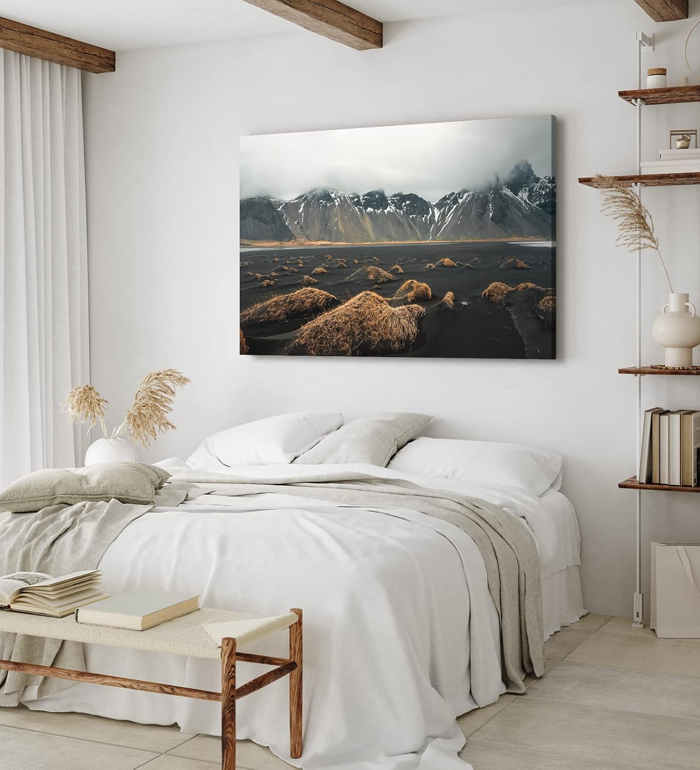 Paul Sinus Wandbild 120x80cm Klifatindur Island Berg schwarzer Strand isländische Landschaft