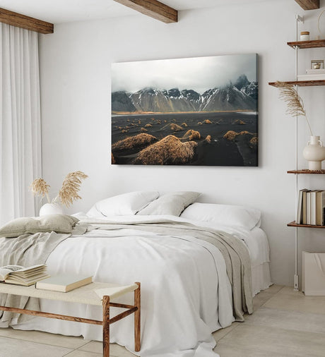 Paul Sinus Wandbild 120x80cm Klifatindur Island Berg schwarzer Strand isländische Landschaft