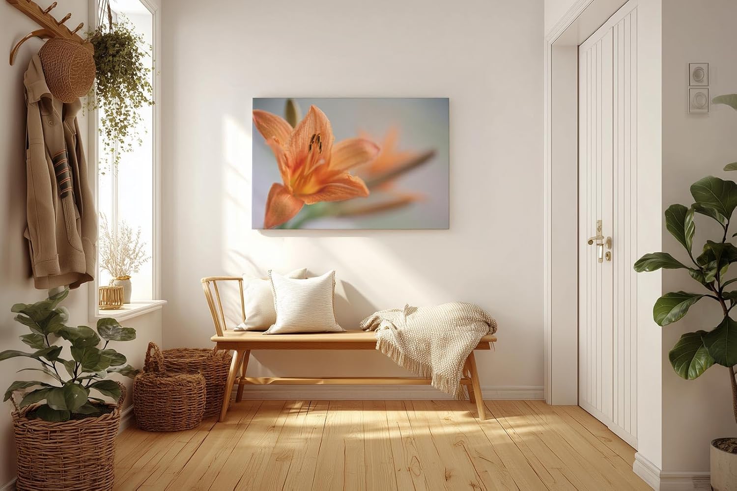 Sinus Art Wandbild 120x80cm Zarte Lilienblüte mit natürlicher Eleganz und floraler Ausdruckskraft