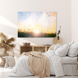 Paul Sinus Wandbild 120x80cm Sommerwiese Sonnenuntergang Vögel Halme Natur
