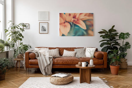 Sinus Art Wandbild 120x80cm Weichgezeichnete Nahaufnahme einer pastellfarbenen Blüte mit romantischer Stimmung