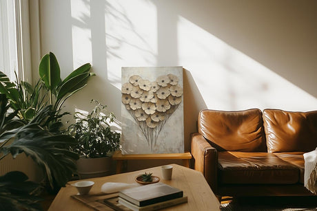 Paul Sinus 60x90cm Wandbild Blumenherz in Beige – Ausdrucksvolle Blütenkomposition mit emotionaler Blume