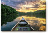 Sinus Art Wandbild 120x80cm Blick vom Boot auf stillen See im Abendlicht – meditativ, klar und inspirierend