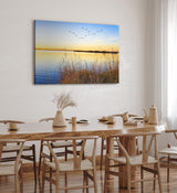 Paul Sinus Wandbild 120x80cm See Abendröte Sonnenuntergang Vögel Natur Horizont