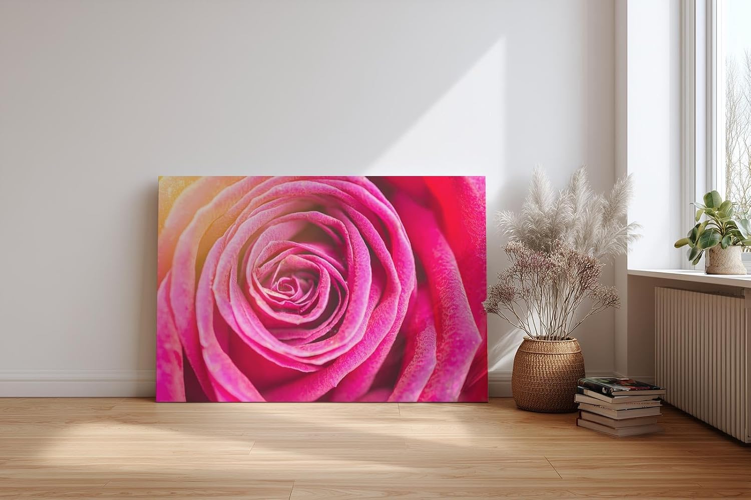 Sinus Art Wandbild 120x80cm Nahaufnahme einer geöffneten Rose mit weichen Übergängen und natürlicher Symmetrie