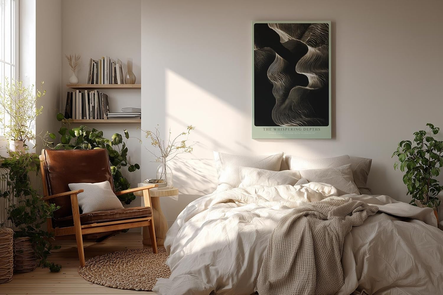 Paul Sinus Wandbild in 40x60cm The Whispering Depths – Organische Linienformen in Gold-Braun-Tönen mit tiefer plastischer Wirkung