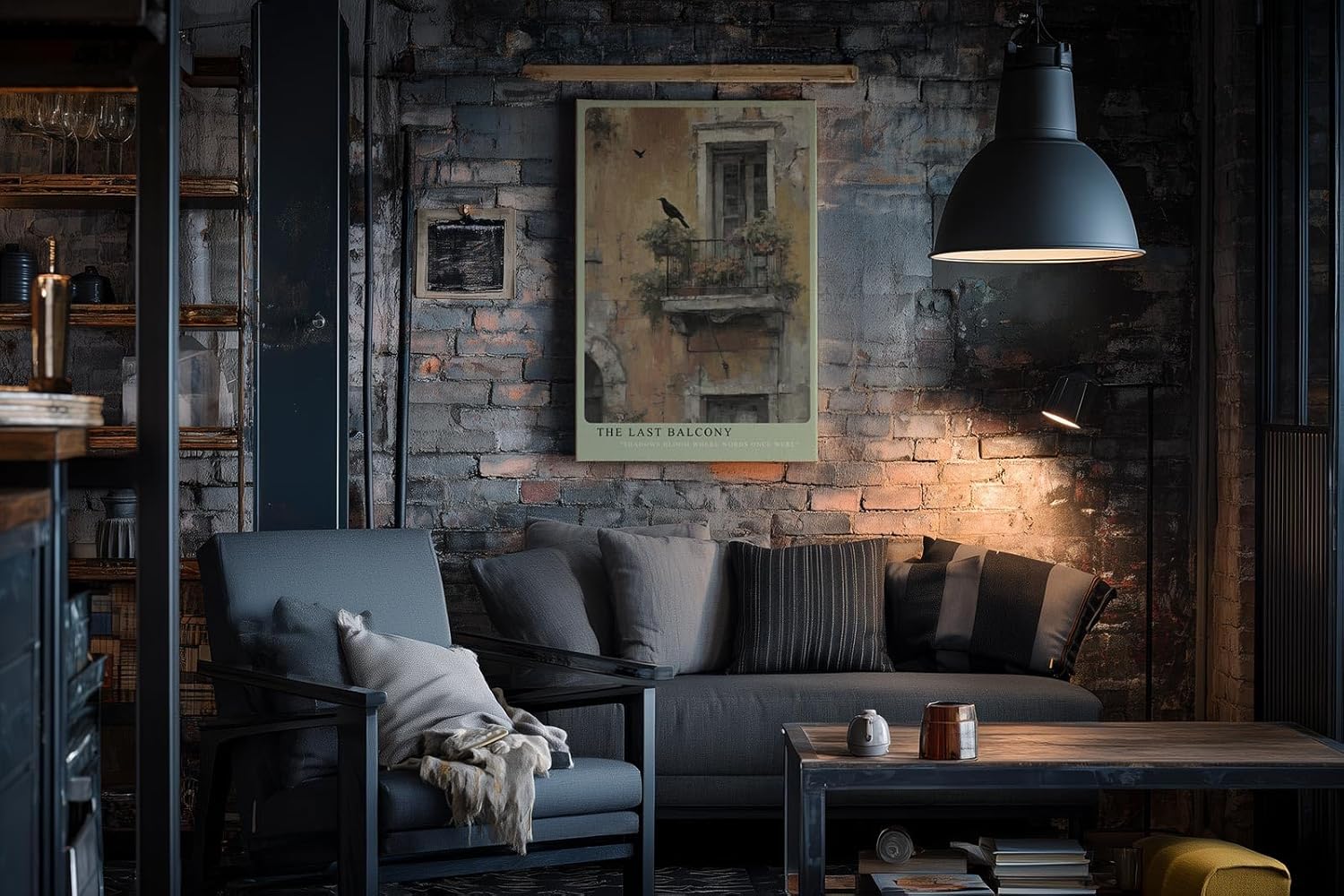 Paul Sinus Wandbild in 40x60cm The Last Balcony – Romantische, gealterte Hausfassade mit verwittertem Balkon und nostalgischem Charme in gedämpften Farben