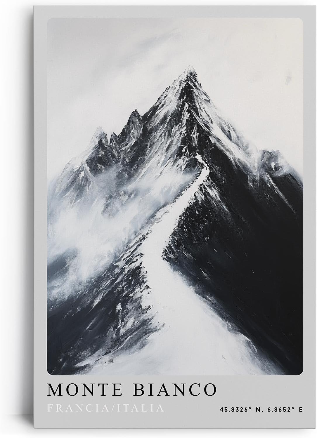 Paul Sinus Leinwandbild 60x90cm Monte Bianco – Majestätische Berglandschaft in monochromer Eleganz mit dramatischer Schneekulisse