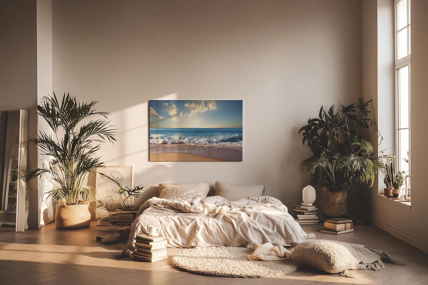 Sinus Art Wandbild 120x80cm Die brechenden Wellen im goldenen Licht erzeugen Ruhe und Dynamik zugleich