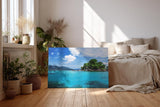 Sinus Art Wandbild 120x80cm Kristallklares Wasser, leuchtendes Blau und grüne Vegetation schaffen tropisches Flair
