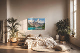 Sinus Art Wandbild 120x80cm Kristallklarer See vor majestätischer Bergkulisse mit intensiver Spiegelung