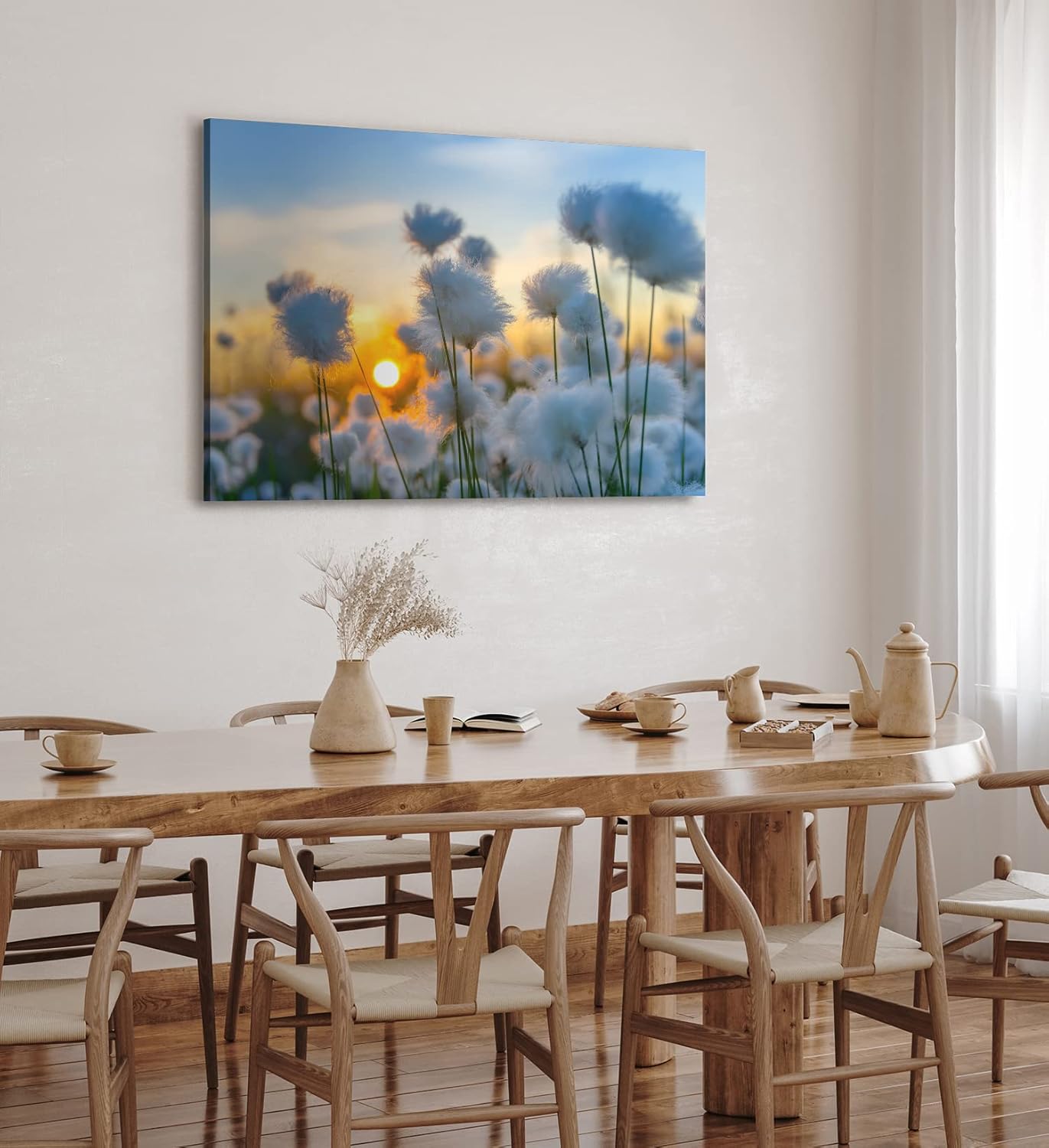 Paul Sinus Wandbild 120x80cm Baumwollblüten Sonnenuntergang Abendröte Sommer Natur