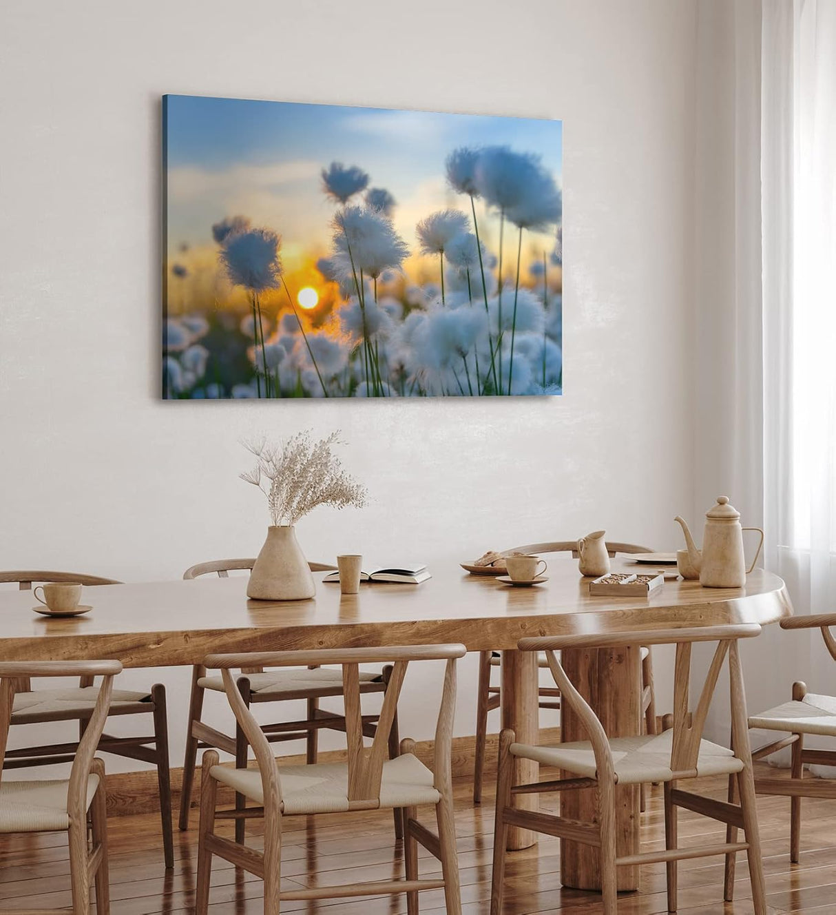 Paul Sinus Wandbild 120x80cm Baumwollblüten Sonnenuntergang Abendröte Sommer Natur