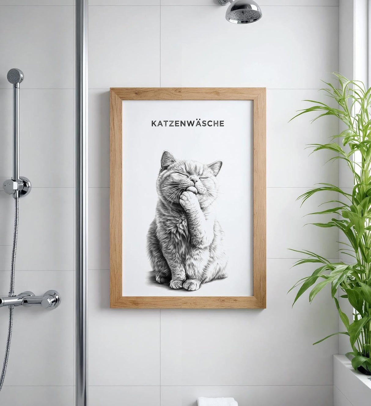 Paul Sinus Poster/Leinwandbild/Rahmenoption Lustiges Katzenbild – Witzige Klo-Deko fürs Badezimmer – Perfekt fürs Gäste-WC