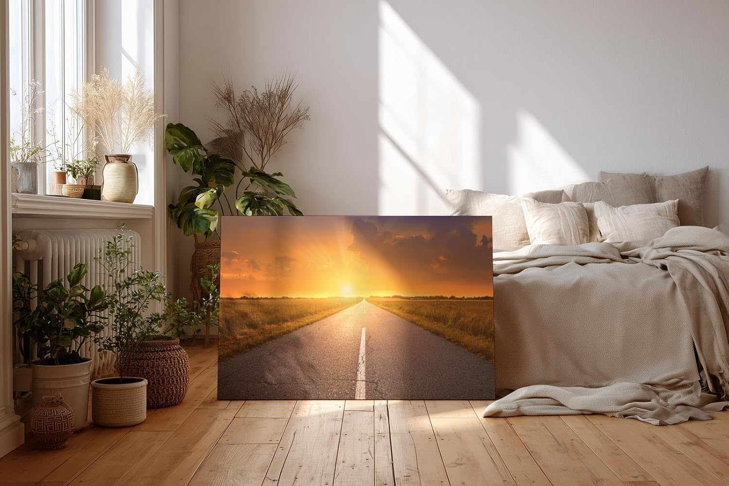 Sinus Art Wandbild 120x80cm Straße führt ins Licht und erzeugt Tiefe und symbolische Weite