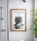 Paul Sinus Poster/Leinwandbild/Rahmenoption Lustiges Katzenbild – Niedliche Klo-Deko fürs Gäste-WC – Perfekt für Sauberkeitsfans