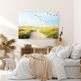 Paul Sinus Wandbild 120x80cm Ostsee Strand Sand Meer Entenflug Horizont