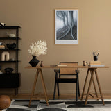 Paul Sinus Leinwandbild 60x90cm geheimnisvolle Waldszene mit nebelverhangenen Bäumen, mystische Wandkunst in kühlen Grautönen mit atmosphärischer Tiefe