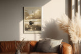 Paul Sinus Wandbild in 40x60cm Sepia-Segelboot auf ruhigem Wasser mit Wolkenhimmel – zeitlose maritime Kunst in warmen Farbtönen