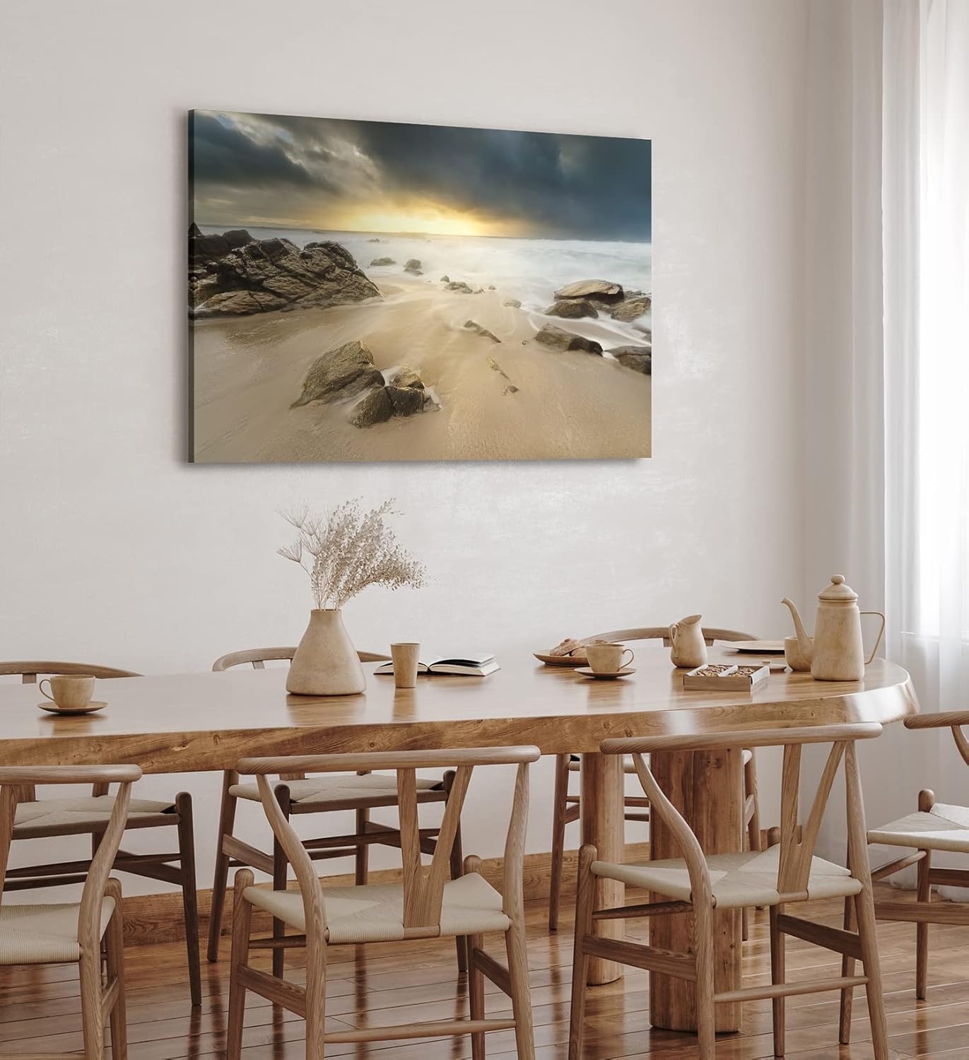 Paul Sinus Wandbild 120x80cm Strand Ozean Meer Gewitterwolken Horizont Sonnenuntergang