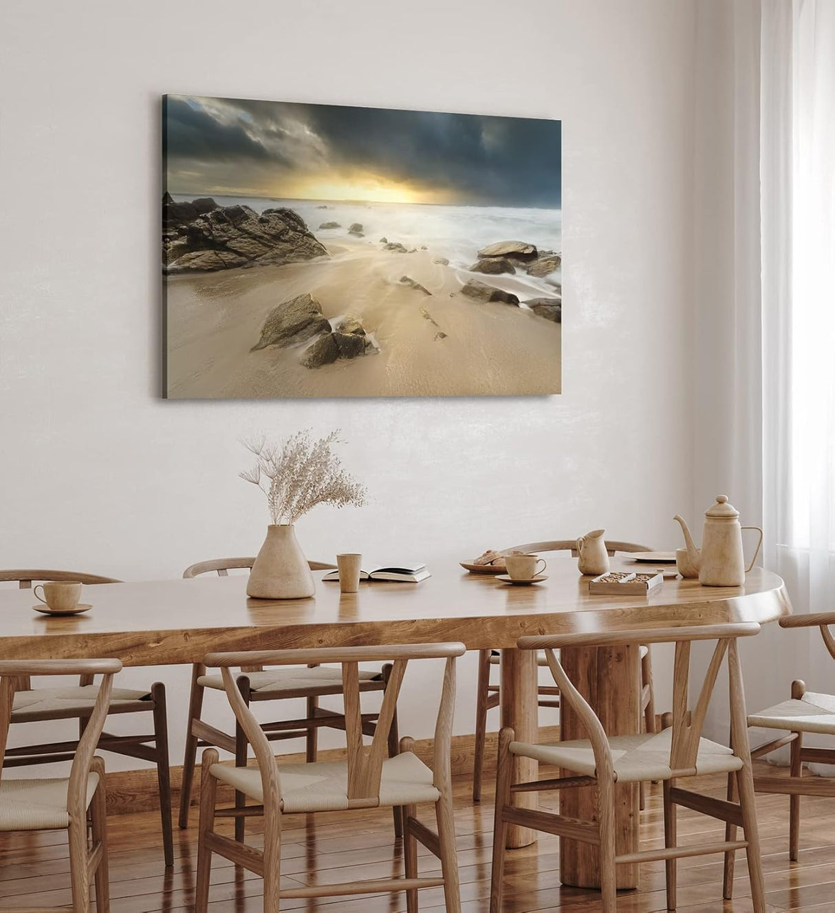Paul Sinus Wandbild 120x80cm Strand Ozean Meer Gewitterwolken Horizont Sonnenuntergang