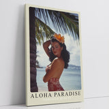 Paul Sinus Leinwandbild 60x90cm Aloha Paradise – Hawaii, Schönheit, Tropisch, Exotik, Vintage, Nostalgie, Südsee, Strandidylle, Palmen, Sonne