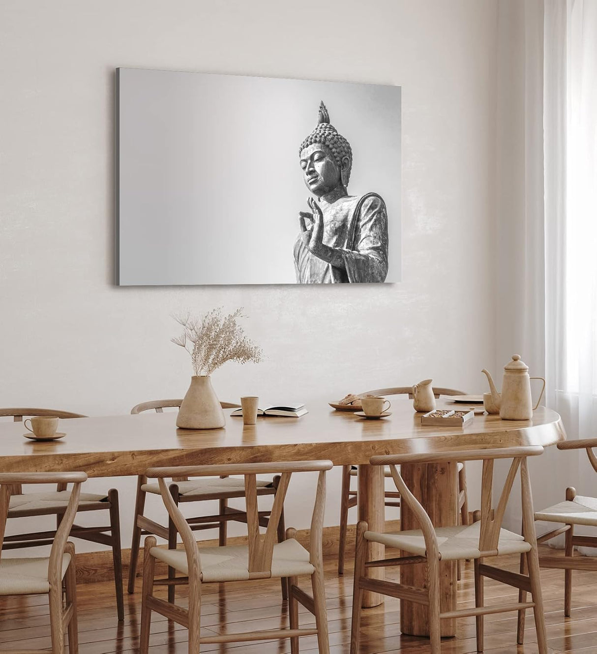 Paul Sinus Wandbild 120x80cm Buddha Buddhismus Schwarz Weiß Meditation