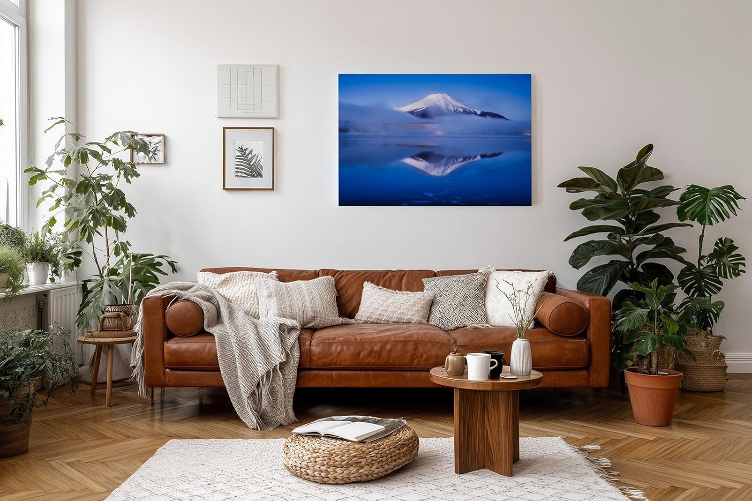 Sinus Art Wandbild 120x80cm Faszinierendes Bergmotiv mit spiegelnder Wasserfläche für meditative Raumwirkung