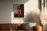 Paul Sinus Wandbild in 40x60cm The Waiting Hour Bilder einer Frau im roten Kleid an einem Tisch für atmosphärische Raumgestaltung