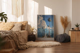 Paul Sinus Wandbild in 40x60cm The Sky Road mit Palmenallee und dramatischem Wolkenhimmel vor blauen Bergen für eindrucksvolle Wandgestaltung