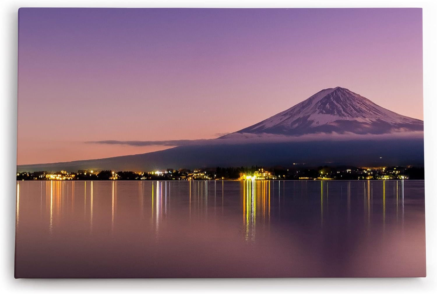 Paul Sinus Wandbild 120x80cm Japan Fuji Berg Vulkan Nachtlichter Küste
