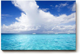 Sinus Art Wandbild 120x80cm Weitläufiger Horizont mit türkisfarbenem Wasser und dramatischer Wolkenbildung