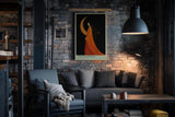 Paul Sinus Wandbild in 40x60cm The Moonwalker Illustration einer Frau im orangefarbenen Kleid vor Mondsichel mit eleganter, verträumter Ausstrahlung