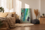 Paul Sinus Wandbild in 40x60cm The Jade Flow Abstrakte Komposition in Grüntönen mit dynamischen, pastosen Farbstrukturen