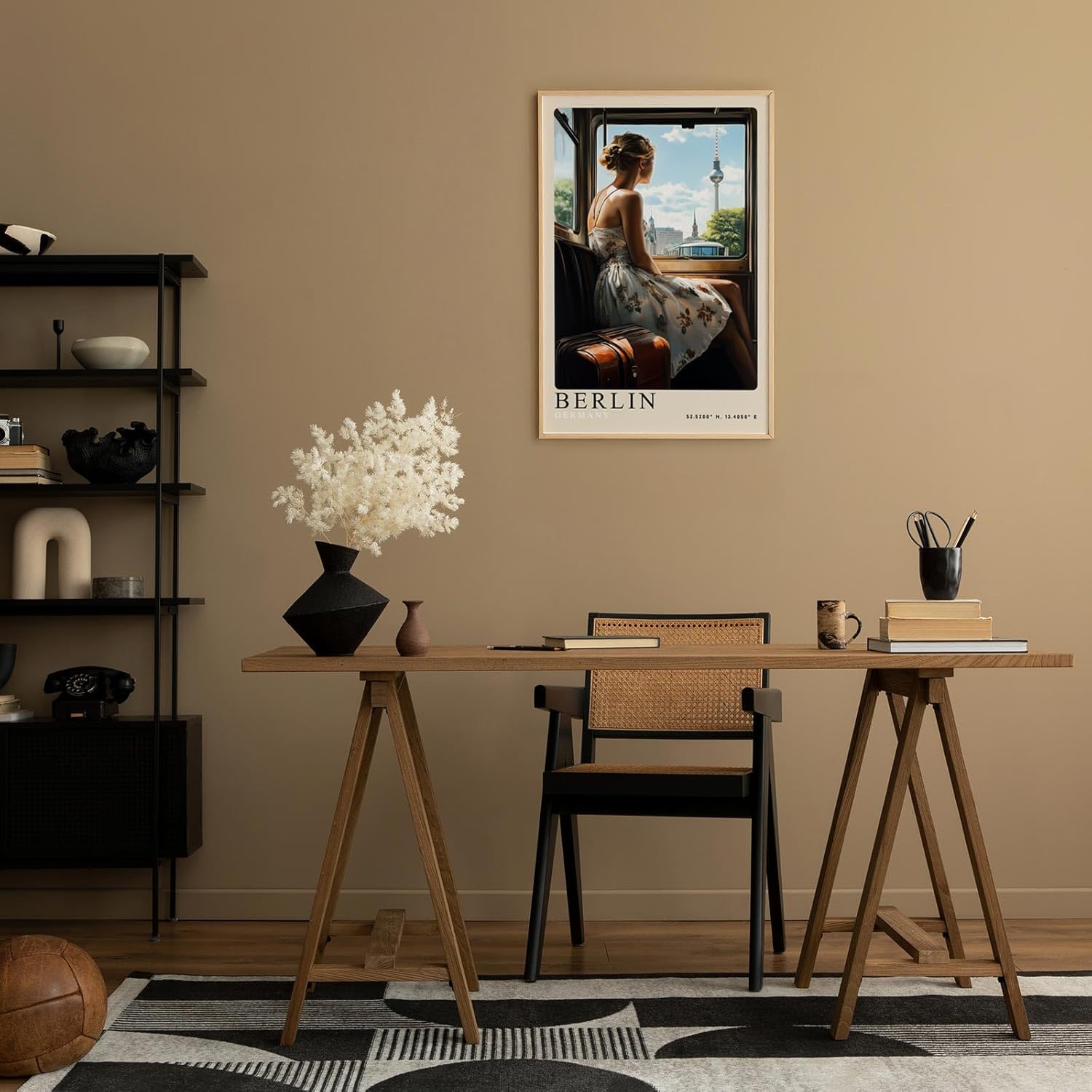 Paul Sinus Leinwandbild 80x120cm Leinwandbild Berlin Deutschland Stadtblick Fernsehturm Zugreise Nostalgie Vintage Romantik Sehnsucht Reisemoment Hauptstadt