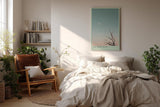 Paul Sinus Wandbild in 40x60cm The Quiet Hour Minimalistische Landschaft mit Baum, Vögeln und Mond im sanften Farbverlauf von Blau zu Rosa