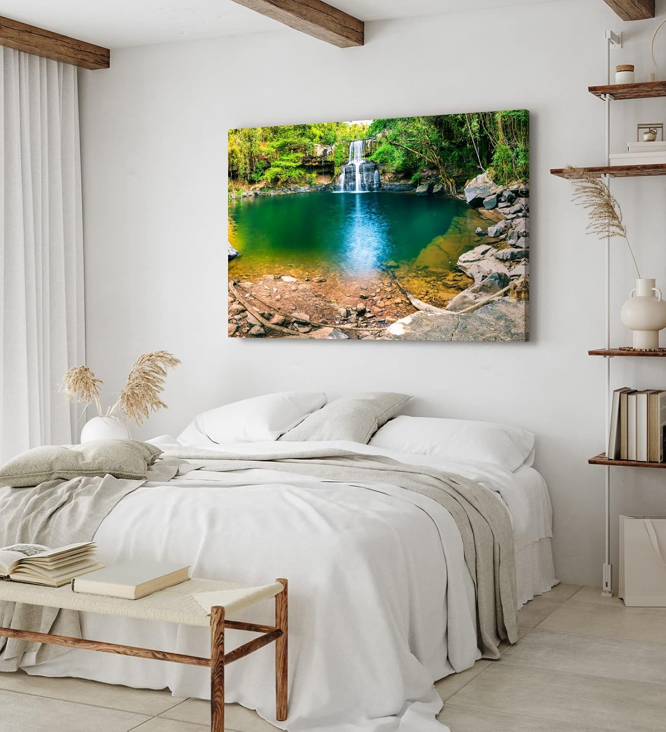 Paul Sinus Wandbild 120x80cm Wasserfall Dschungel Wasser Natur Grün Thailand