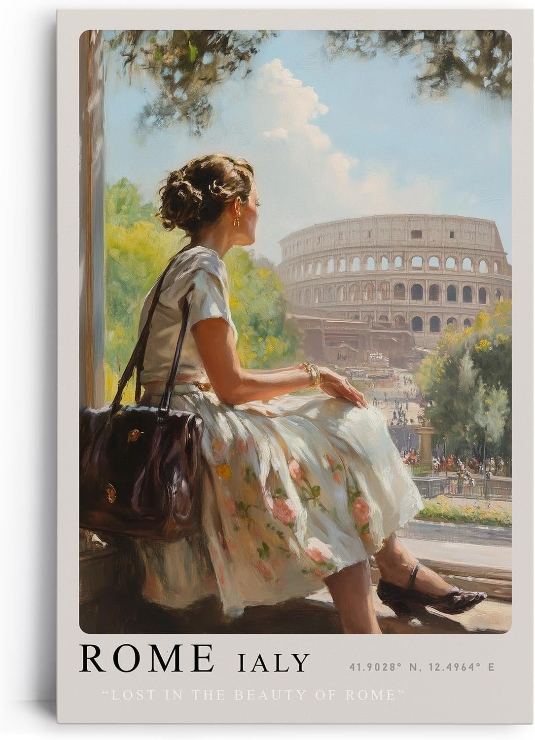 Paul Sinus Leinwandbild 40x60cm Lost in the Beauty of Rome – Italien, Kolosseum, Vintage-Stil, Romantik, Nostalgie, Reise, Architektur, Kultur