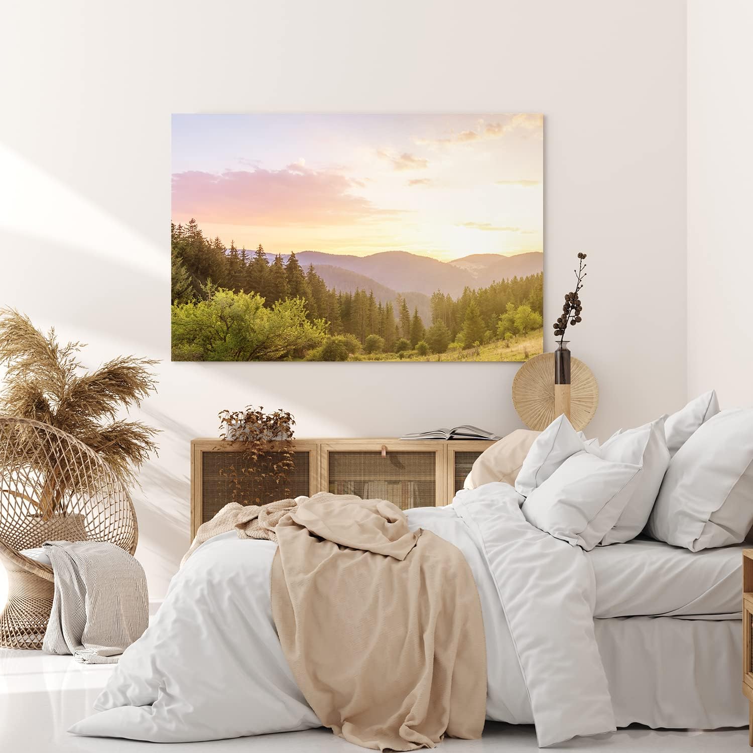 Paul Sinus Wandbild 120x80cm Berge Landschaft Tannenwald Wald Bäume Natur