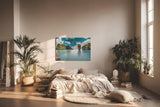 Sinus Art Wandbild 120x80cm Atemberaubendes Inselmotiv mit türkisfarbenem Wasser und einzigartigen Felsen für Fernweh-Feeling