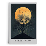 Paul Sinus Leinwandbild 40x60cm Golden Moon geheimnisvolle Silhouette mit goldenem Vollmond stimmungsvoll romantisch Kunstwerk Natur Nachthimmel
