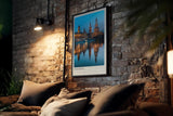 Paul Sinus Kunstdruck 40x60cm Dresden Germany – Barocke Altstadt mit Spiegelung in der Elbe bei abendlichem Licht