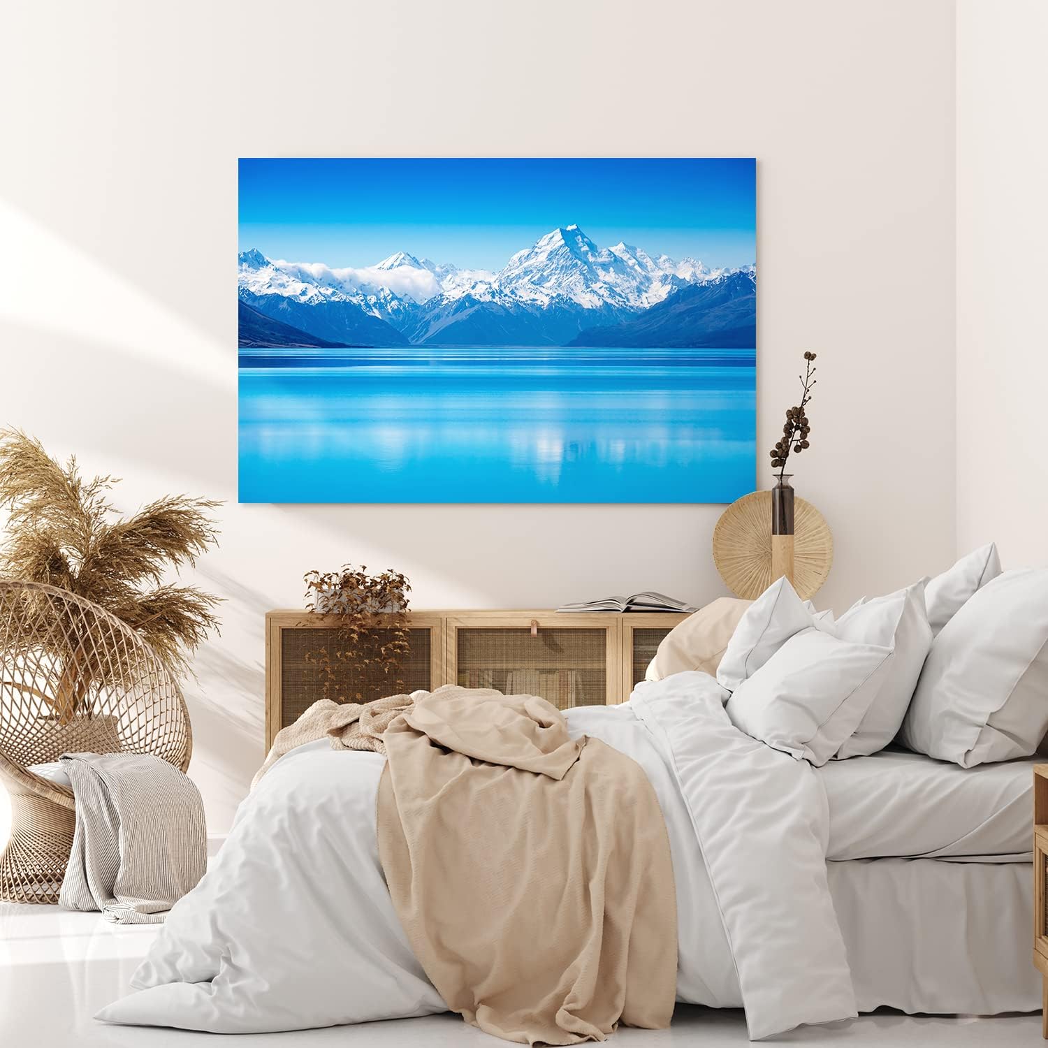 Paul Sinus Wandbild 120x80cm Berge Bergsee Alaska Schnee Blau Schneegipfel See