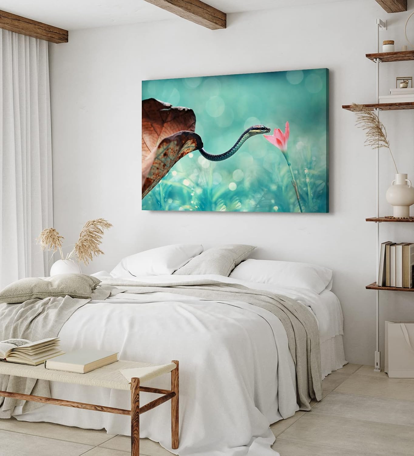 Paul Sinus Wandbild 120x80cm Babyschlange Schlange Blüte Tierfotografie Kunstvoll