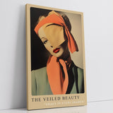 Paul Sinus Leinwandbild 40x60cm The Veiled Beauty Leinwandbild stilvolle Frau mit Kopftuch im Vintage-Stil geheimnisvolle Eleganz mit modernem Retro-Charme