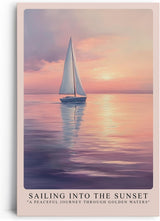 Paul Sinus Leinwandbild 40x60cm traumhafte Segelboot-Szene bei Sonnenuntergang mit sanften Gold- und Pastelltönen, beruhigende Wandkunst