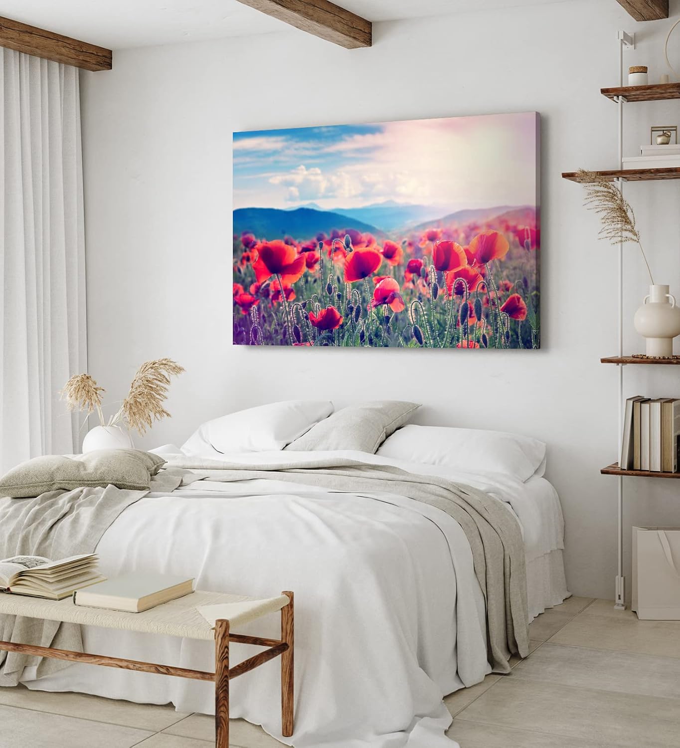 Paul Sinus Wandbild 120x80cm Mohnblumen Feld Wildblumen Blumen rote Blüten