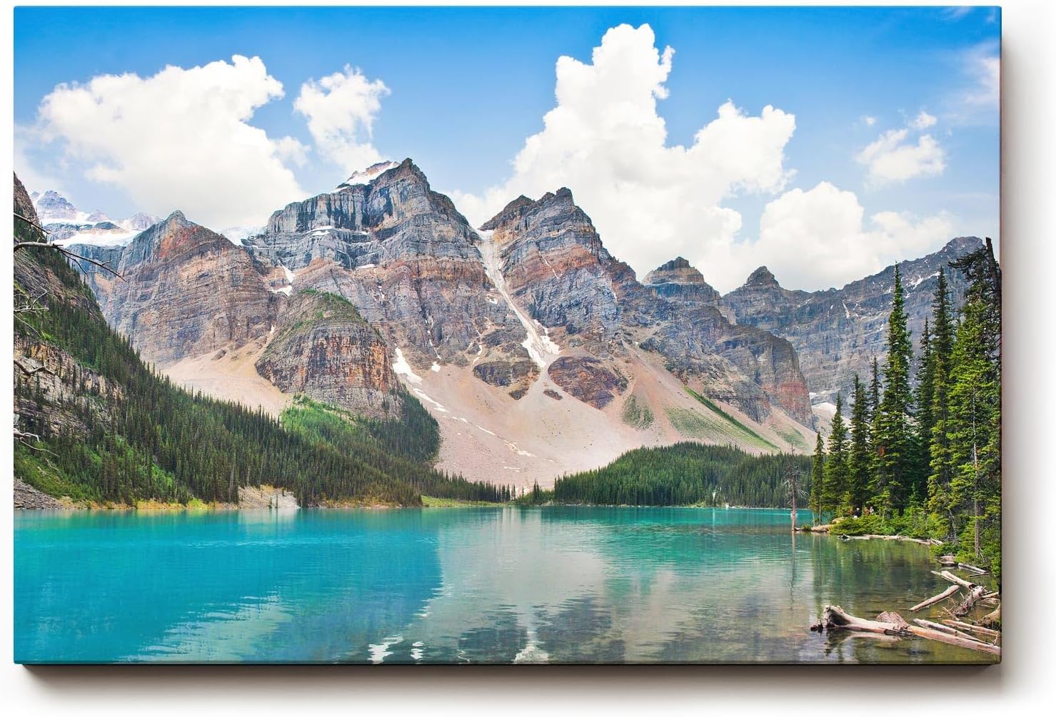 Sinus Art Wandbild 120x80cm Kristallklarer See vor majestätischer Bergkulisse mit intensiver Spiegelung