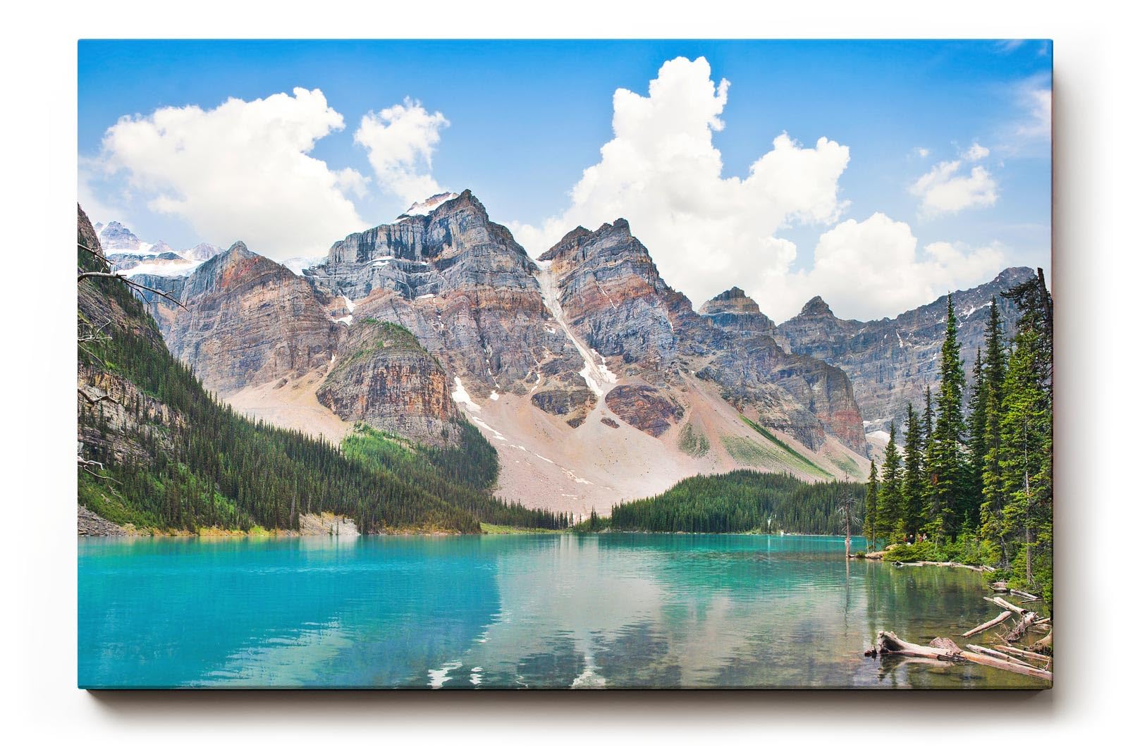 Sinus Art Wandbild 120x80cm Kristallklarer See vor majestätischer Bergkulisse mit intensiver Spiegelung